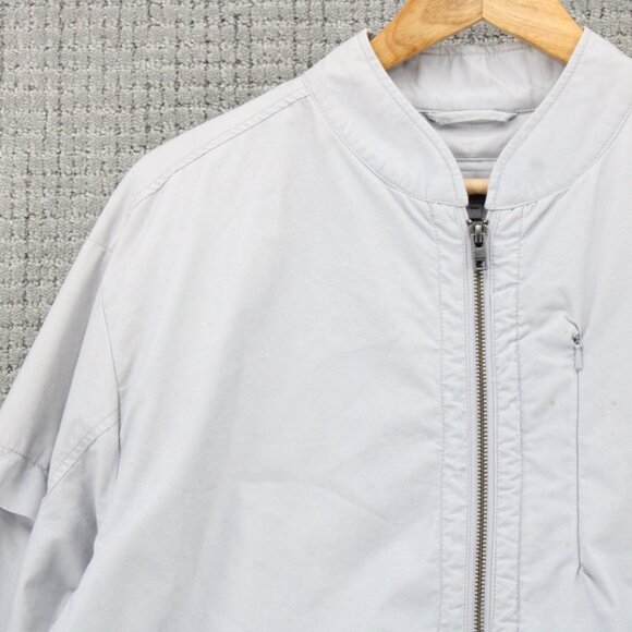 Zanerobe Bomber Jacket Mens Medium Light Gray Full Zip Lightweight Pocket Fronts - Picture 3 of 8